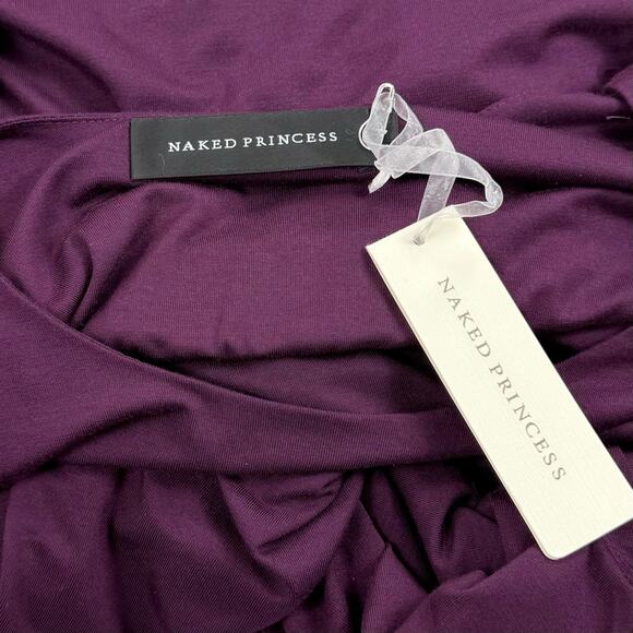 Naked Princess Women's Modal Ruched High Low Tank Dress Small Purple - Picture 5 of 14